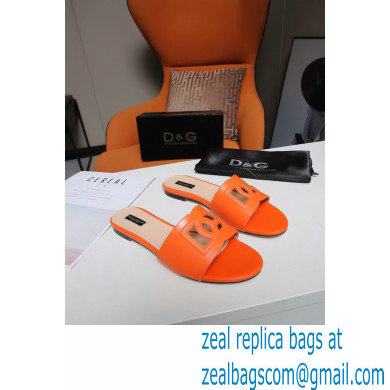 Dolce  &  Gabbana Calfskin Sliders Orange with DG Millennials Logo 2021